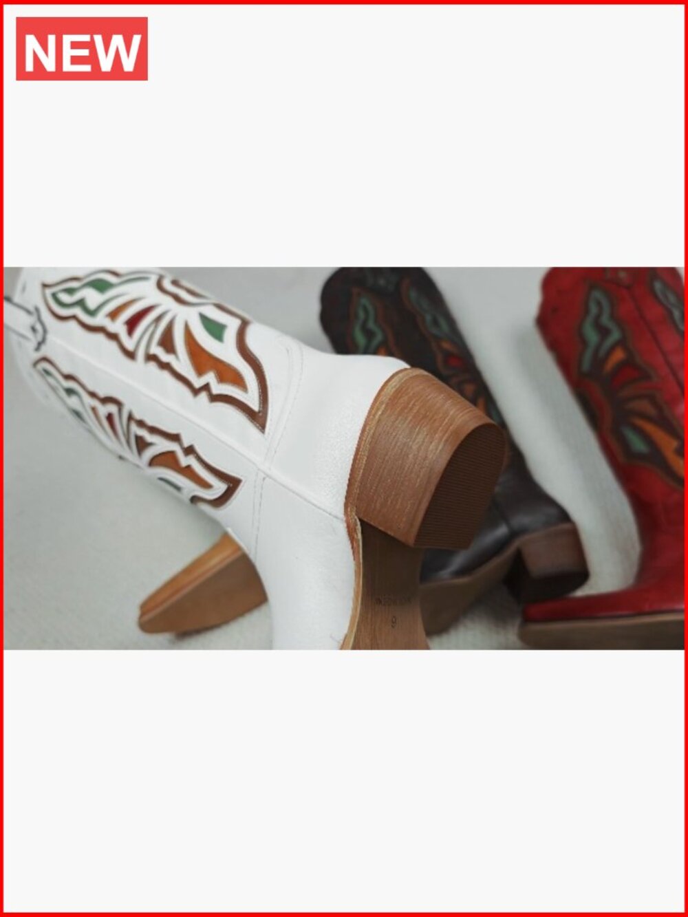 Knee High Chunky Heel Cowgirl Boots Faux Leather Pointed Toe Pull-On Western - Picture 7 of 7